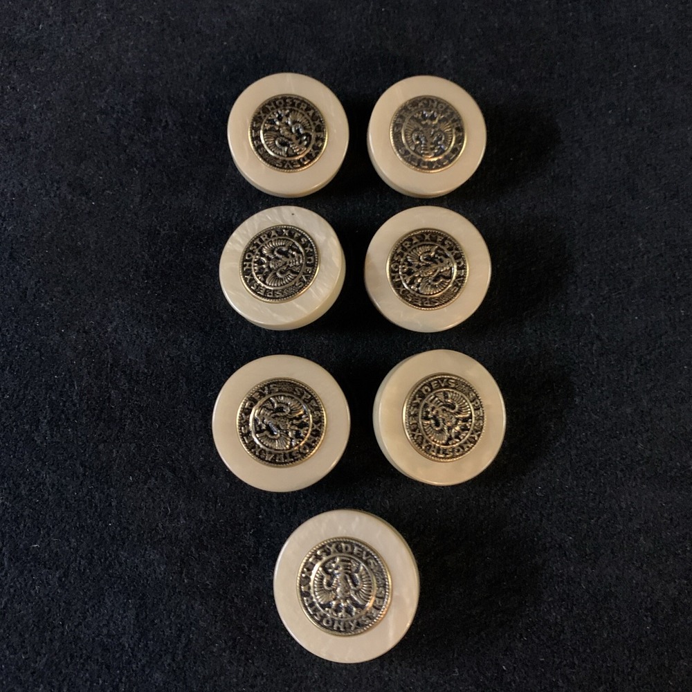 7pc Vintage Hessian Soldier Button Es Devs Spes Nostra Teutonic Eagle Med 1.25”